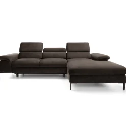 Garnero Arredamenti Divano letto regolabile angolare destra 4 posti 288x182cm tessuto marrone Loungey Tessuto Vellutato Vogue Marrone