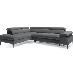 Garnero Arredamenti Divano letto regolabile angolare sinistra 5 posti 280x214cm tessuto grigio Snuggity Tessuto Vellutato Vogue Grigio Sale