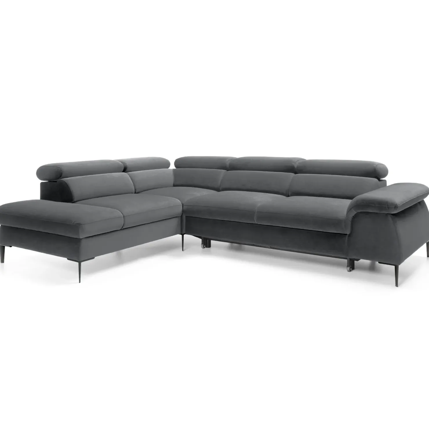 Garnero Arredamenti Divano letto regolabile angolare sinistra 5 posti 280x214cm tessuto grigio Snuggity Tessuto Vellutato Vogue Grigio Sale