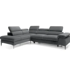 Garnero Arredamenti Divano letto regolabile angolare sinistra 5 posti 280x214cm tessuto grigio Snuggity Tessuto Vellutato Vogue Grigio Sale