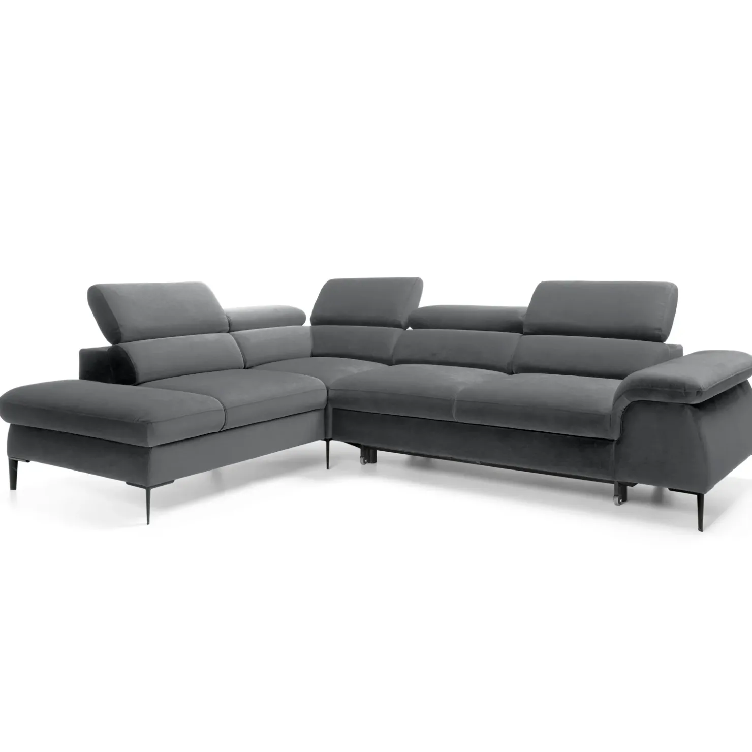 Garnero Arredamenti Divano letto regolabile angolare sinistra 5 posti 280x214cm tessuto grigio Snuggity Tessuto Vellutato Vogue Grigio Sale