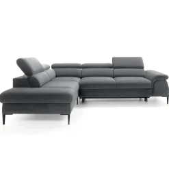 Garnero Arredamenti Divano letto regolabile angolare sinistra 5 posti 280x214cm tessuto grigio Snuggity Tessuto Vellutato Vogue Grigio Sale