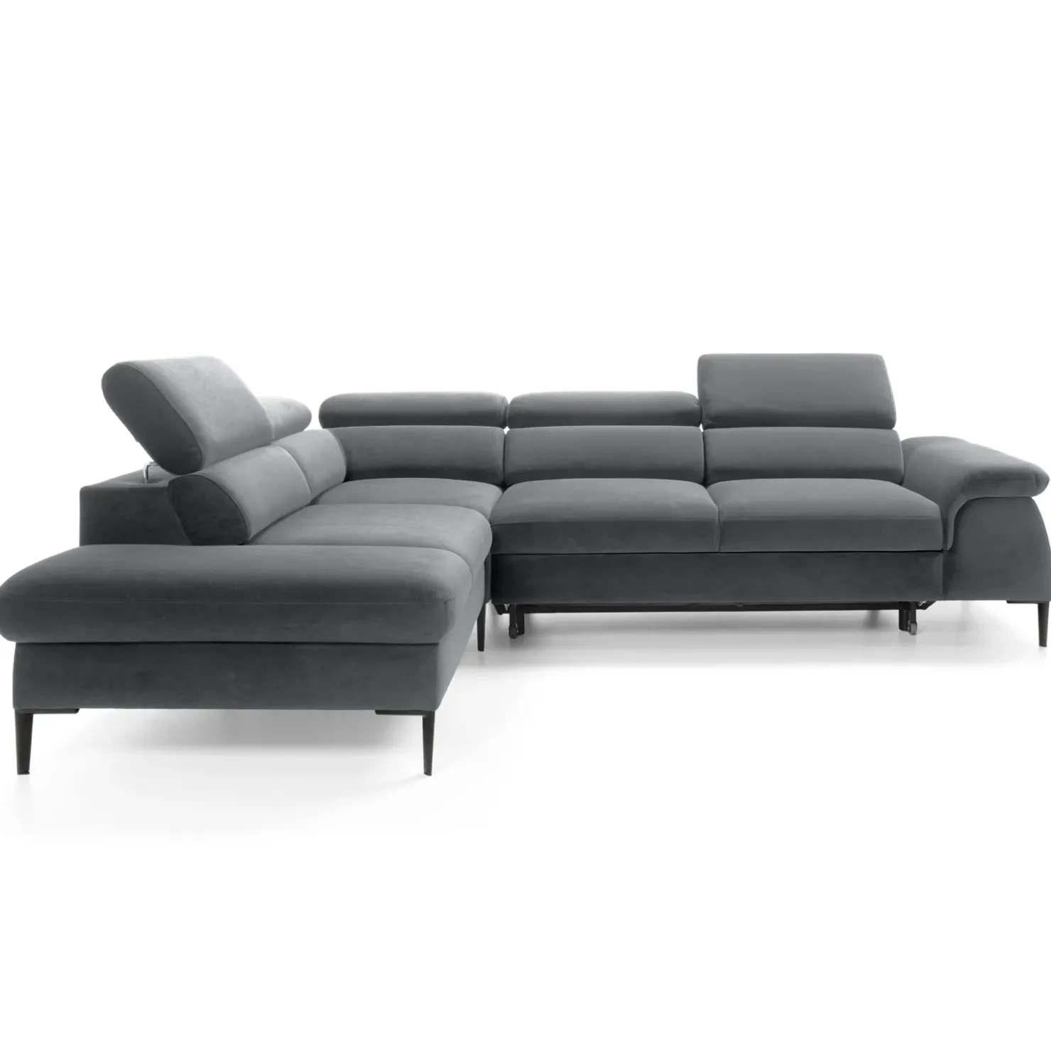 Garnero Arredamenti Divano letto regolabile angolare sinistra 5 posti 280x214cm tessuto grigio Snuggity Tessuto Vellutato Vogue Grigio Sale