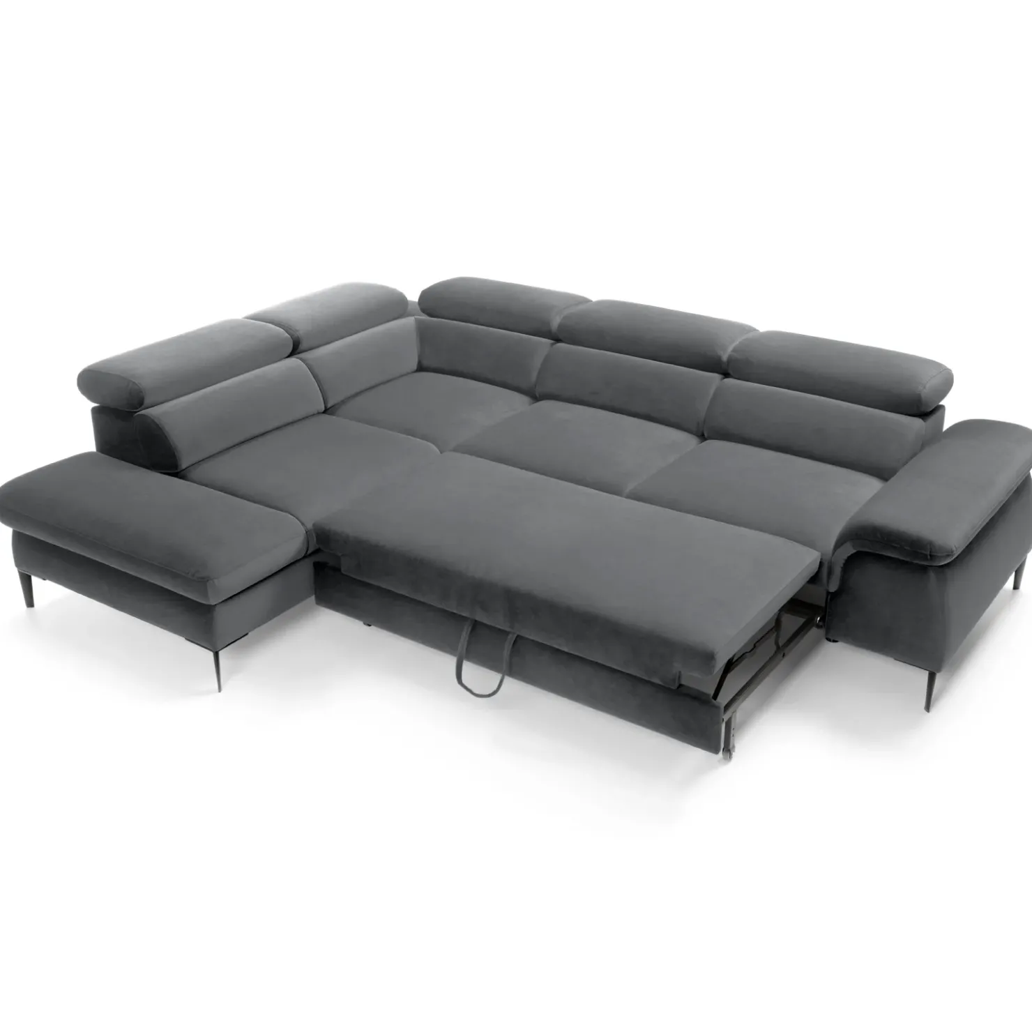 Garnero Arredamenti Divano letto regolabile angolare sinistra 5 posti 280x214cm tessuto grigio Snuggity Tessuto Vellutato Vogue Grigio Sale