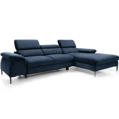 Garnero Arredamenti Divano letto regolabile angolare destra 4 posti 288x182cm tessuto blu Loungey Tessuto Vellutato Vogue Blu