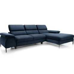 Garnero Arredamenti Divano letto regolabile angolare destra 4 posti 288x182cm tessuto blu Loungey Tessuto Vellutato Vogue Blu