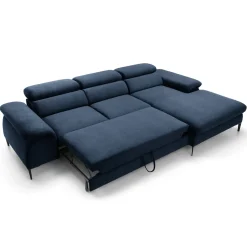 Garnero Arredamenti Divano letto regolabile angolare destra 4 posti 288x182cm tessuto blu Loungey Tessuto Vellutato Vogue Blu