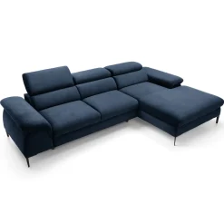 Garnero Arredamenti Divano letto regolabile angolare destra 4 posti 288x182cm tessuto blu Loungey Tessuto Vellutato Vogue Blu