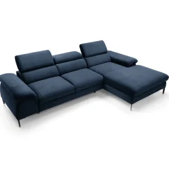 Garnero Arredamenti Divano letto regolabile angolare destra 4 posti 288x182cm tessuto blu Loungey Tessuto Vellutato Vogue Blu