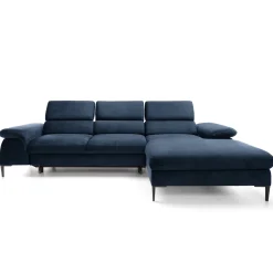 Garnero Arredamenti Divano letto regolabile angolare destra 4 posti 288x182cm tessuto blu Loungey Tessuto Vellutato Vogue Blu