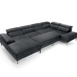 Garnero Arredamenti Divano letto regolabile angolare destro 5 posti 353x214cm tessuto grigio scuro Calmora Tessuto Vellutato Vogue Grigio Scuro Hot