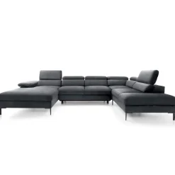 Garnero Arredamenti Divano letto regolabile angolare destro 5 posti 353x214cm tessuto grigio scuro Calmora Tessuto Vellutato Vogue Grigio Scuro Hot