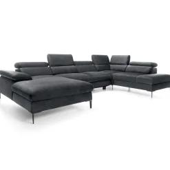 Garnero Arredamenti Divano letto regolabile angolare destro 5 posti 353x214cm tessuto grigio scuro Calmora Tessuto Vellutato Vogue Grigio Scuro Hot