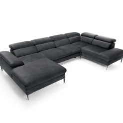 Garnero Arredamenti Divano letto regolabile angolare destro 5 posti 353x214cm tessuto grigio scuro Calmora Tessuto Vellutato Vogue Grigio Scuro Hot