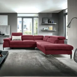 Garnero Arredamenti Divano letto regolabile angolare destra 5 posti 280x214cm tessuto rosso bordeaux Snuggity Tessuto Vellutato Vogue Bordeaux Best