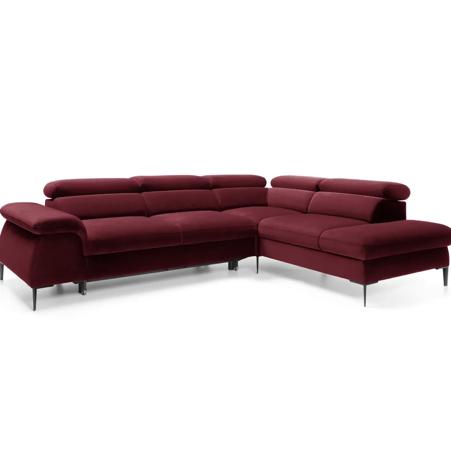 Garnero Arredamenti Divano letto regolabile angolare destra 5 posti 280x214cm tessuto rosso bordeaux Snuggity Tessuto Vellutato Vogue Bordeaux Best