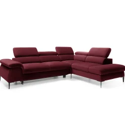 Garnero Arredamenti Divano letto regolabile angolare destra 5 posti 280x214cm tessuto rosso bordeaux Snuggity Tessuto Vellutato Vogue Bordeaux Best