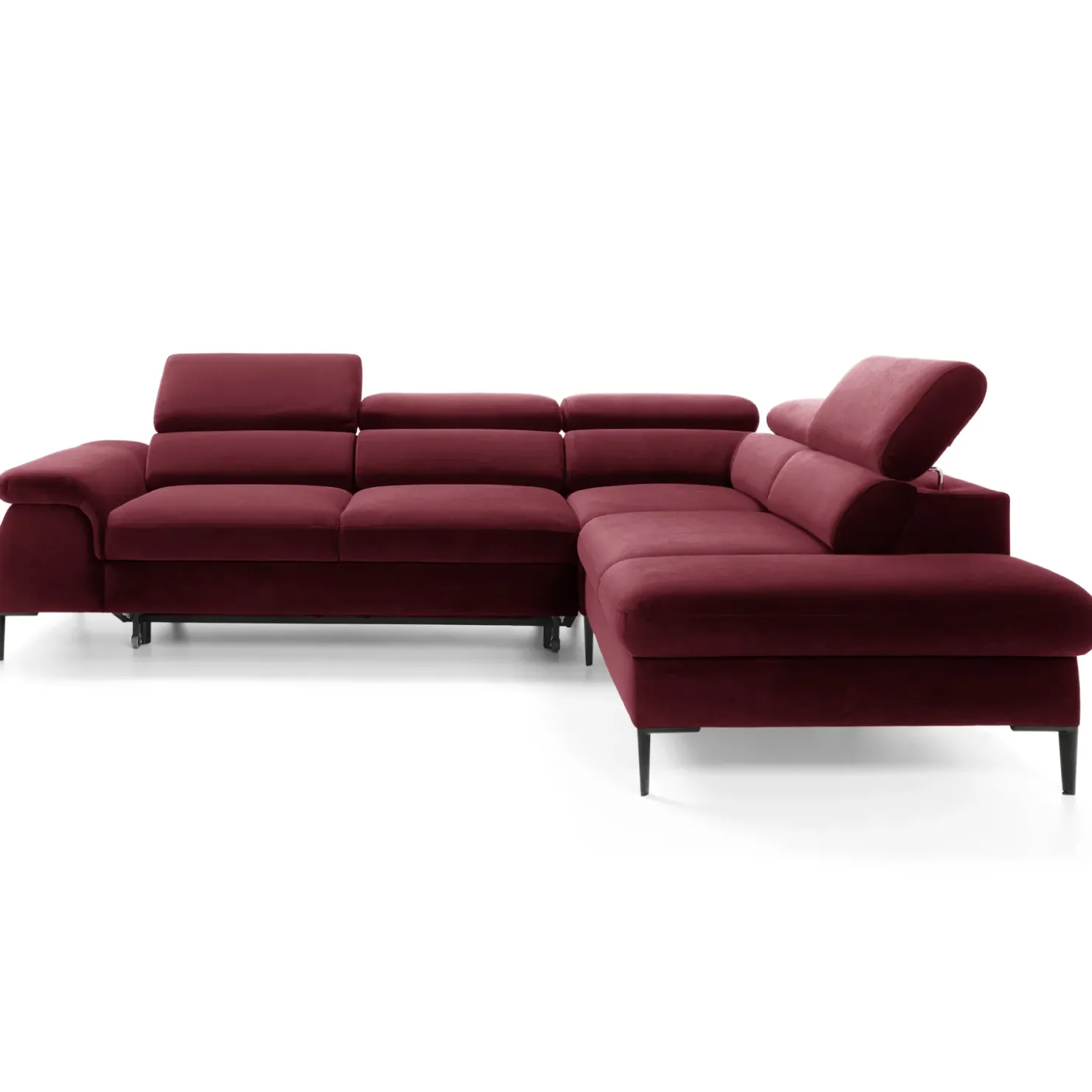Garnero Arredamenti Divano letto regolabile angolare destra 5 posti 280x214cm tessuto rosso bordeaux Snuggity Tessuto Vellutato Vogue Bordeaux Best