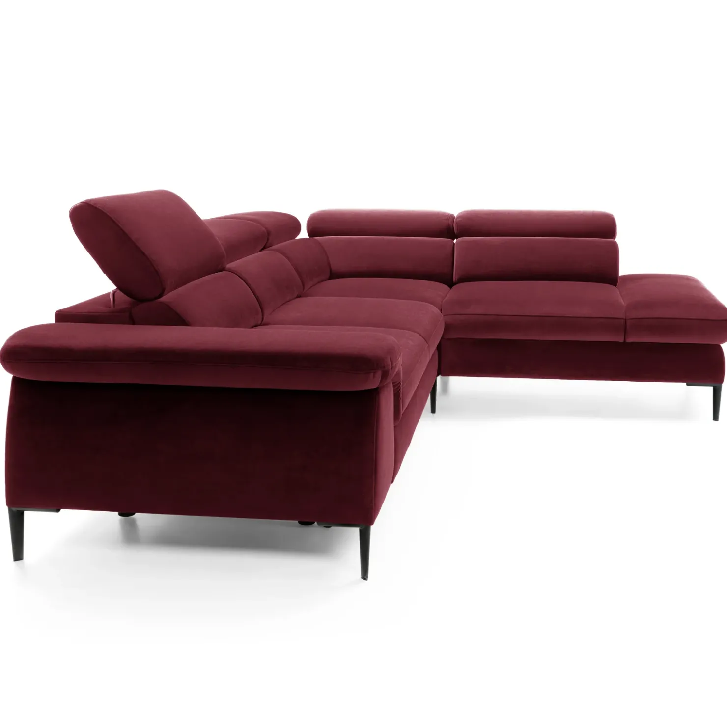 Garnero Arredamenti Divano letto regolabile angolare destra 5 posti 280x214cm tessuto rosso bordeaux Snuggity Tessuto Vellutato Vogue Bordeaux Best