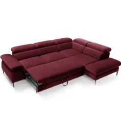 Garnero Arredamenti Divano letto regolabile angolare destra 5 posti 280x214cm tessuto rosso bordeaux Snuggity Tessuto Vellutato Vogue Bordeaux Best