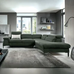 Garnero Arredamenti Divano letto regolabile angolare destra 5 posti 280x214cm tessuto verde Snuggity Tessuto Vellutato Vogue Verde Discount