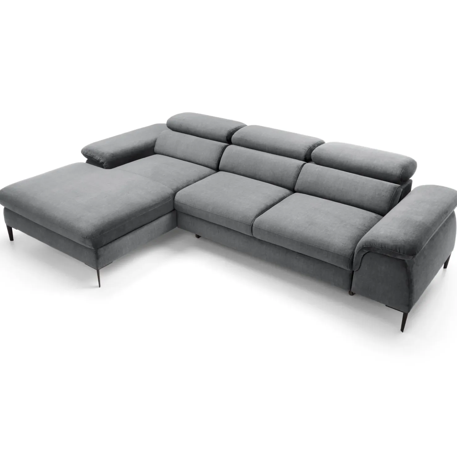 Garnero Arredamenti Divano letto regolabile angolare sinistra 4 posti 288x182cm tessuto grigio chiaro Loungey Tessuto Vellutato Vogue Grigio Chiaro Discount