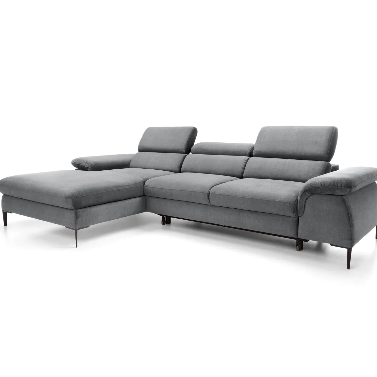 Garnero Arredamenti Divano letto regolabile angolare sinistra 4 posti 288x182cm tessuto grigio chiaro Loungey Tessuto Vellutato Vogue Grigio Chiaro Discount