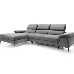 Garnero Arredamenti Divano letto regolabile angolare sinistra 4 posti 288x182cm tessuto grigio chiaro Loungey Tessuto Vellutato Vogue Grigio Chiaro Discount