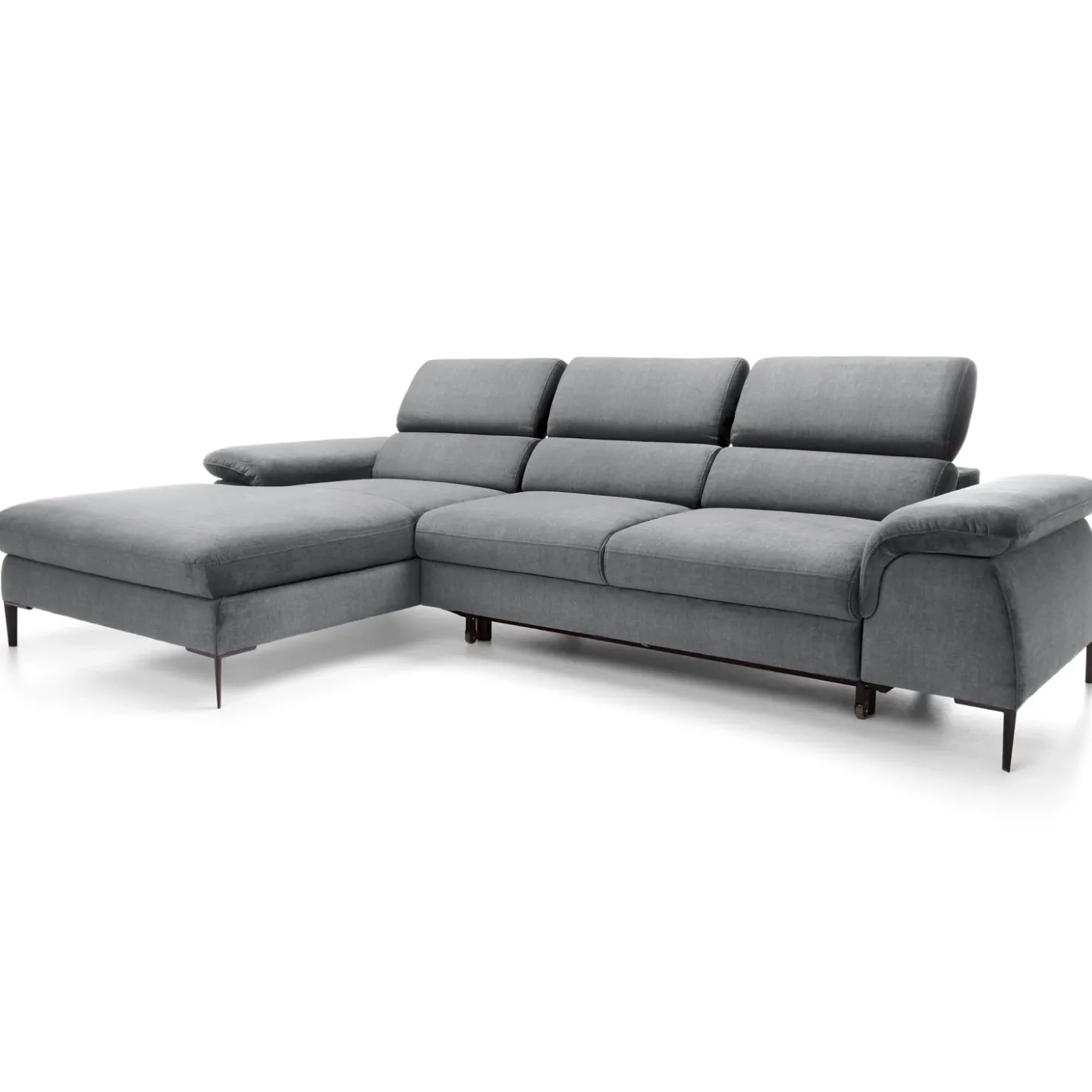 Garnero Arredamenti Divano letto regolabile angolare sinistra 4 posti 288x182cm tessuto grigio chiaro Loungey Tessuto Vellutato Vogue Grigio Chiaro Discount