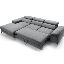 Garnero Arredamenti Divano letto regolabile angolare sinistra 4 posti 288x182cm tessuto grigio chiaro Loungey Tessuto Vellutato Vogue Grigio Chiaro Discount