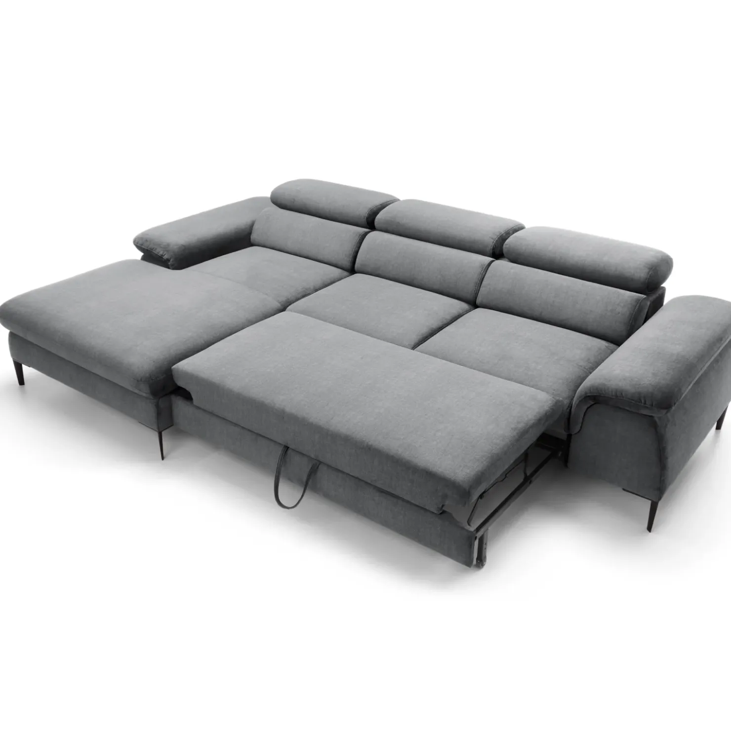 Garnero Arredamenti Divano letto regolabile angolare sinistra 4 posti 288x182cm tessuto grigio chiaro Loungey Tessuto Vellutato Vogue Grigio Chiaro Discount