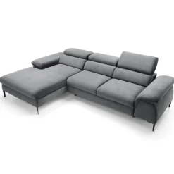 Garnero Arredamenti Divano letto regolabile angolare sinistra 4 posti 288x182cm tessuto grigio chiaro Loungey Tessuto Vellutato Vogue Grigio Chiaro Discount