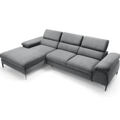 Garnero Arredamenti Divano letto regolabile angolare sinistra 4 posti 288x182cm tessuto grigio chiaro Loungey Tessuto Vellutato Vogue Grigio Chiaro Discount