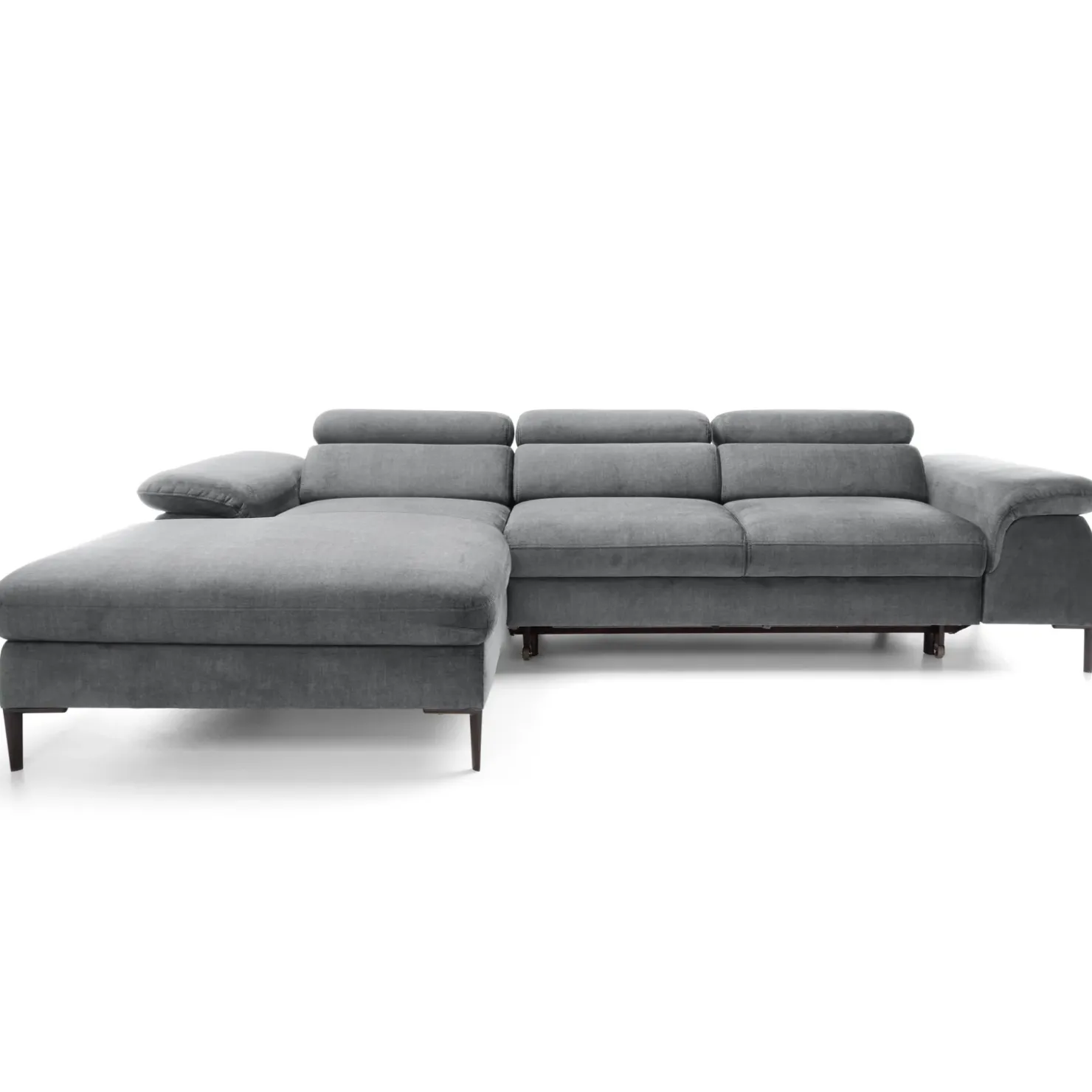 Garnero Arredamenti Divano letto regolabile angolare sinistra 4 posti 288x182cm tessuto grigio chiaro Loungey Tessuto Vellutato Vogue Grigio Chiaro Discount