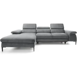 Garnero Arredamenti Divano letto regolabile angolare sinistra 4 posti 288x182cm tessuto grigio chiaro Loungey Tessuto Vellutato Vogue Grigio Chiaro Discount