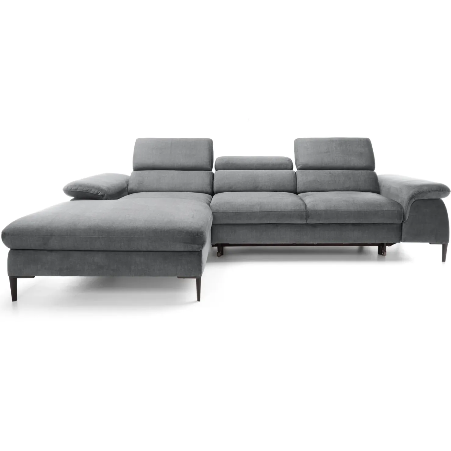 Garnero Arredamenti Divano letto regolabile angolare sinistra 4 posti 288x182cm tessuto grigio chiaro Loungey Tessuto Vellutato Vogue Grigio Chiaro Discount