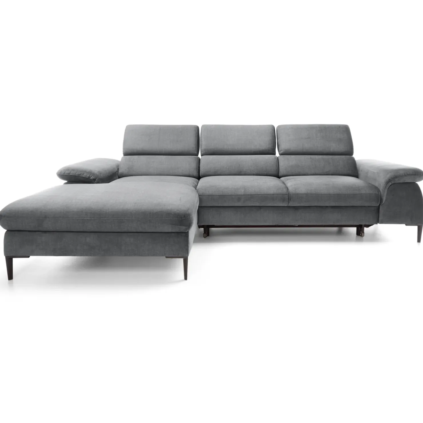 Garnero Arredamenti Divano letto regolabile angolare sinistra 4 posti 288x182cm tessuto grigio chiaro Loungey Tessuto Vellutato Vogue Grigio Chiaro Discount