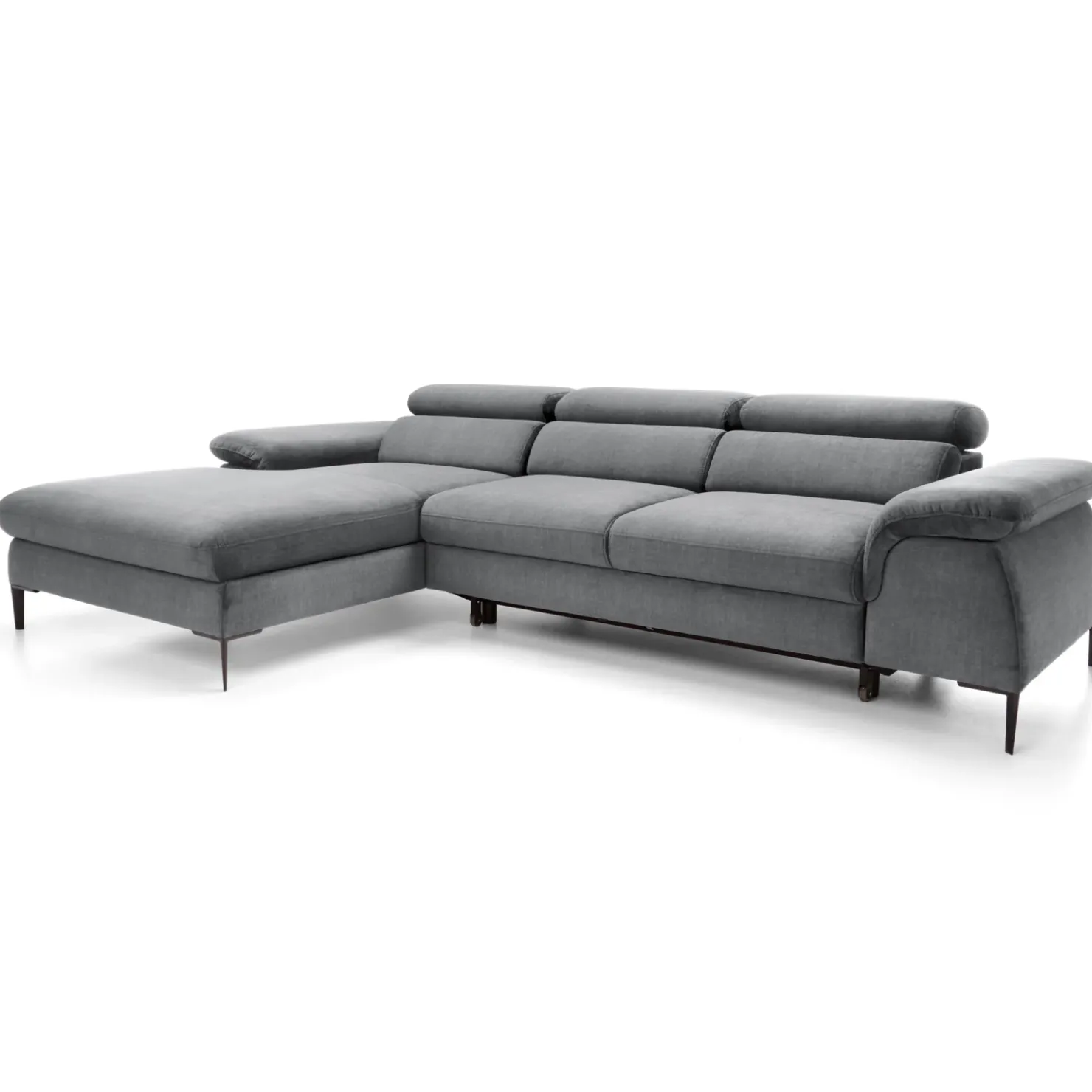 Garnero Arredamenti Divano letto regolabile angolare sinistra 4 posti 288x182cm tessuto grigio chiaro Loungey Tessuto Vellutato Vogue Grigio Chiaro Discount