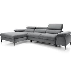 Garnero Arredamenti Divano letto regolabile angolare sinistra 4 posti 288x182cm tessuto grigio chiaro Loungey Tessuto Vellutato Vogue Grigio Chiaro Discount