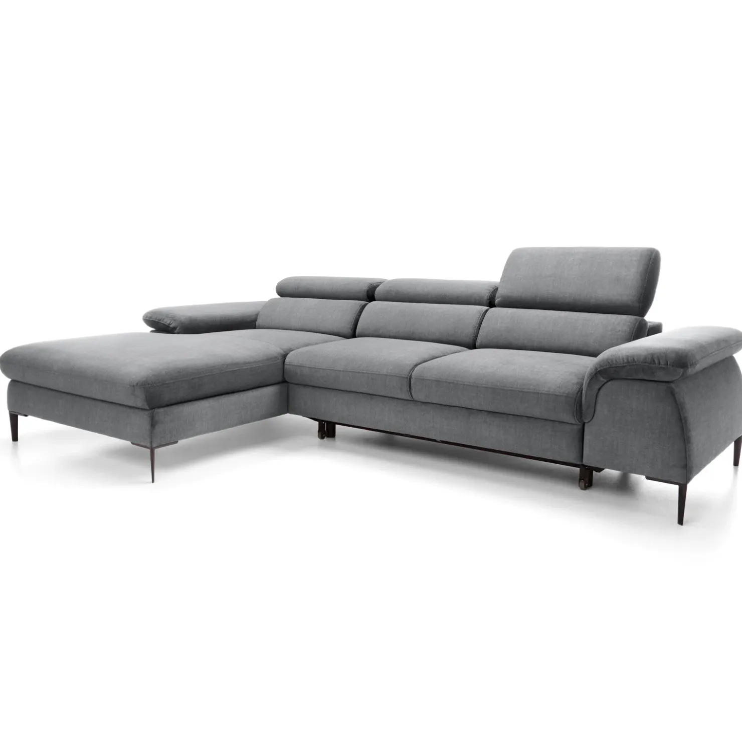 Garnero Arredamenti Divano letto regolabile angolare sinistra 4 posti 288x182cm tessuto grigio chiaro Loungey Tessuto Vellutato Vogue Grigio Chiaro Discount