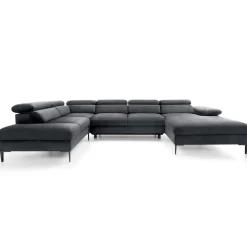 Garnero Arredamenti Divano letto regolabile angolare sinistro 5 posti 353x214cm tessuto grigio scuro Calmora Tessuto Vellutato Vogue Grigio Scuro Outlet