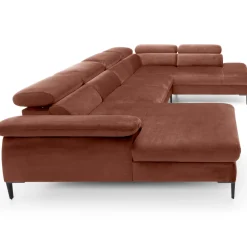 Garnero Arredamenti Divano letto regolabile angolare destro 5 posti 353x214cm tessuto arancio corallo Calmora Tessuto Vellutato Vogue Corallo Sale