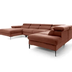 Garnero Arredamenti Divano letto regolabile angolare destro 5 posti 353x214cm tessuto arancio corallo Calmora Tessuto Vellutato Vogue Corallo Sale