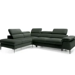 Garnero Arredamenti Divano letto regolabile angolare sinistra 5 posti 280x214cm tessuto verde Snuggity Tessuto Vellutato Vogue Verde New