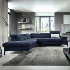 Garnero Arredamenti Divano letto regolabile angolare sinistra 5 posti 280x214cm tessuto blu Snuggity Tessuto Vellutato Vogue Blu Discount