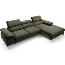 Garnero Arredamenti Divano letto regolabile angolare destra 4 posti 288x182cm tessuto verde oliva Loungey Tessuto Vellutato Vogue Verde Oliva Sale