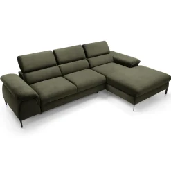 Garnero Arredamenti Divano letto regolabile angolare destra 4 posti 288x182cm tessuto verde oliva Loungey Tessuto Vellutato Vogue Verde Oliva Sale