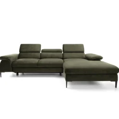 Garnero Arredamenti Divano letto regolabile angolare destra 4 posti 288x182cm tessuto verde oliva Loungey Tessuto Vellutato Vogue Verde Oliva Sale