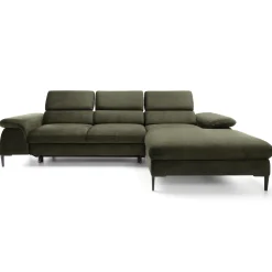 Garnero Arredamenti Divano letto regolabile angolare destra 4 posti 288x182cm tessuto verde oliva Loungey Tessuto Vellutato Vogue Verde Oliva Sale