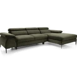 Garnero Arredamenti Divano letto regolabile angolare destra 4 posti 288x182cm tessuto verde oliva Loungey Tessuto Vellutato Vogue Verde Oliva Sale
